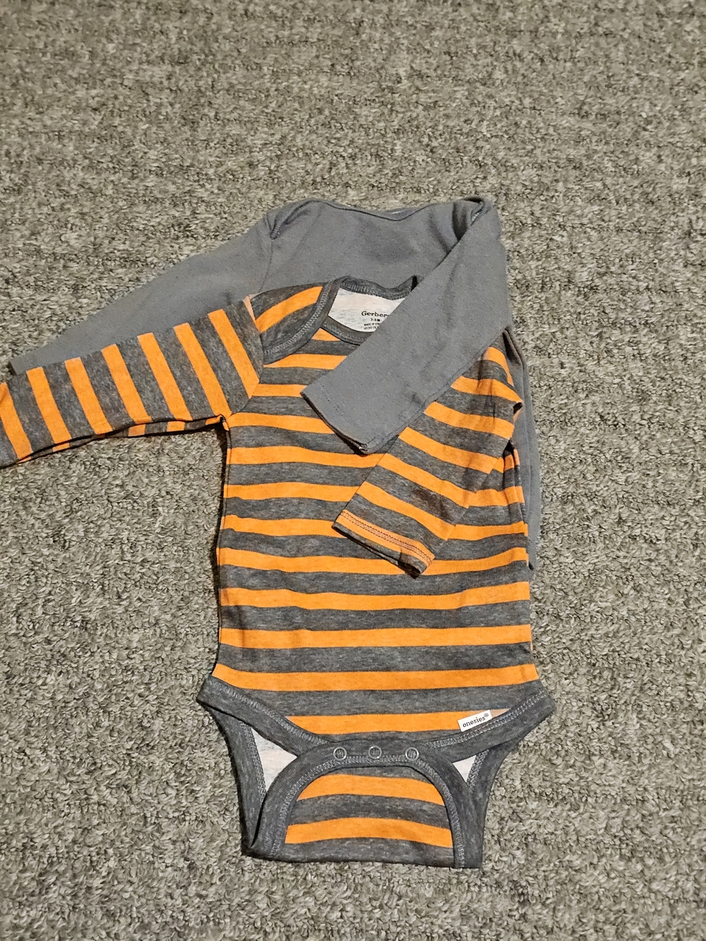 Orange & Gray Bundle Of 2 Long-Sleeve Baby One-Piece